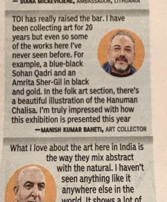Times of India coverage of Art of India exhibition by Haute Services