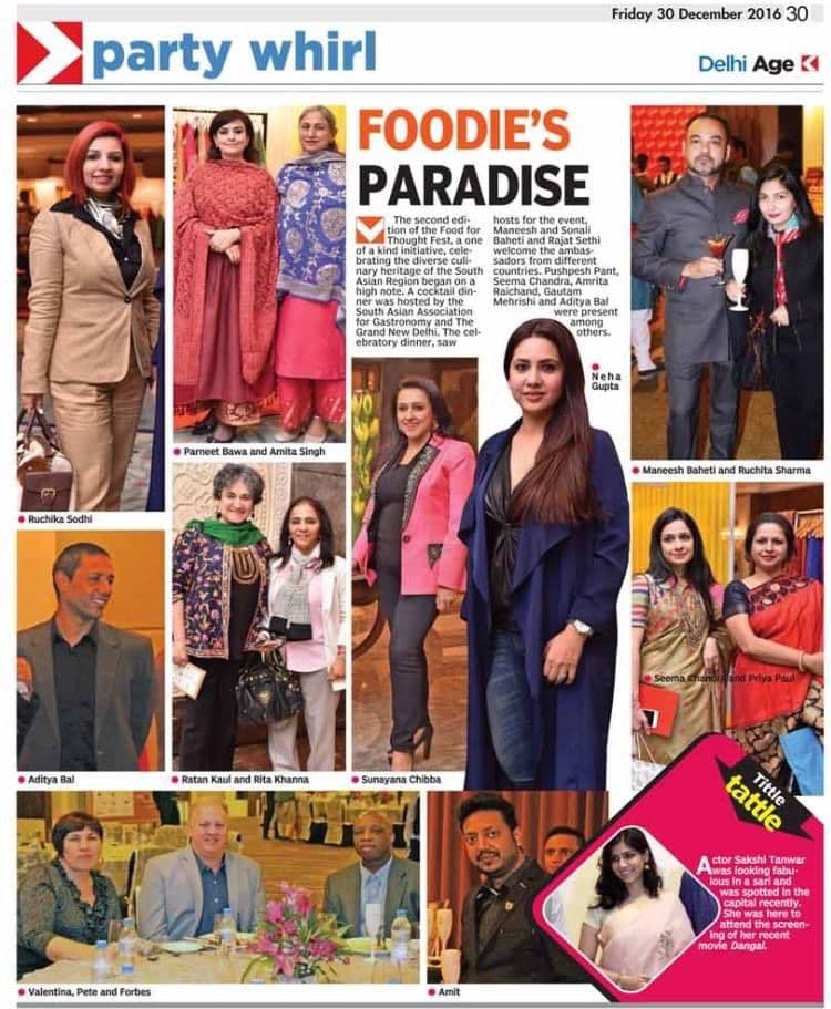 Delhi Times newspaper clipping from September 3, 2003 titled ART & SOUL covering Fair & Furious art show at India Habitat Centre, featuring event host Sunaina Anand, curator Sushma Bahl, and guests including Yuriko Lochan, Rajeev Lochan, Sonali Sood, M Fitzpatrick, Anjolie Ela Menon, Manu Parekh, and Gayatri Sinha