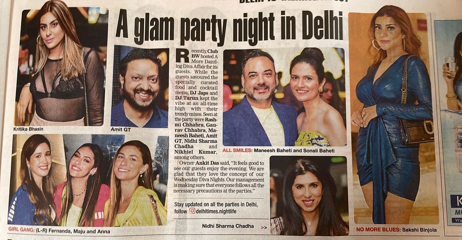 Newspaper clipping featuring Haute Services art advisory and cultural events