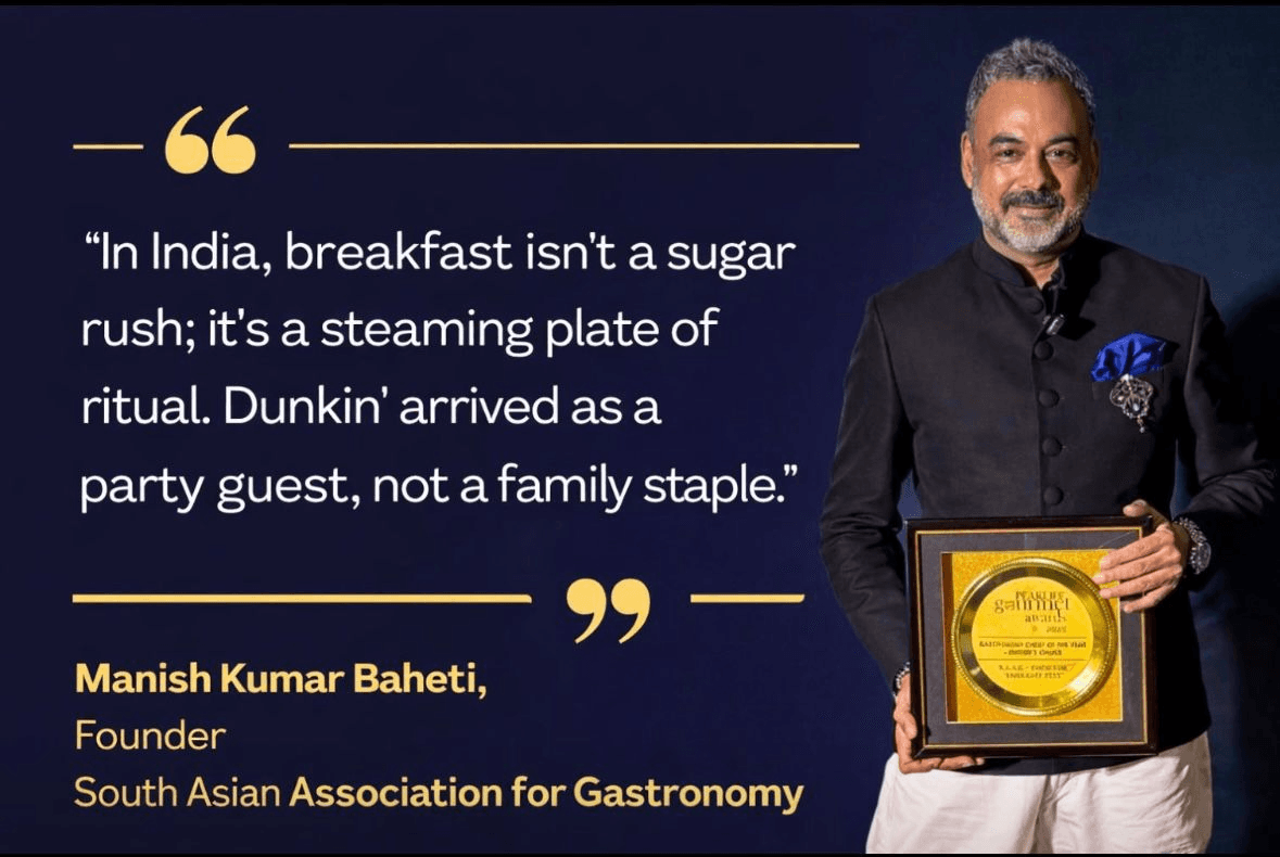 Broadcast promotional graphic featuring Haute Services founder Maneesh Baheti discussing hospitality industry trends and Food For Thought Fest