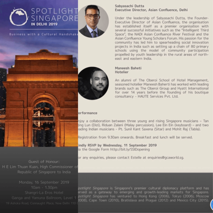 Spotlight Singapore - Cultural Representative – India at Singapore, Haute Services curatorial footprint
