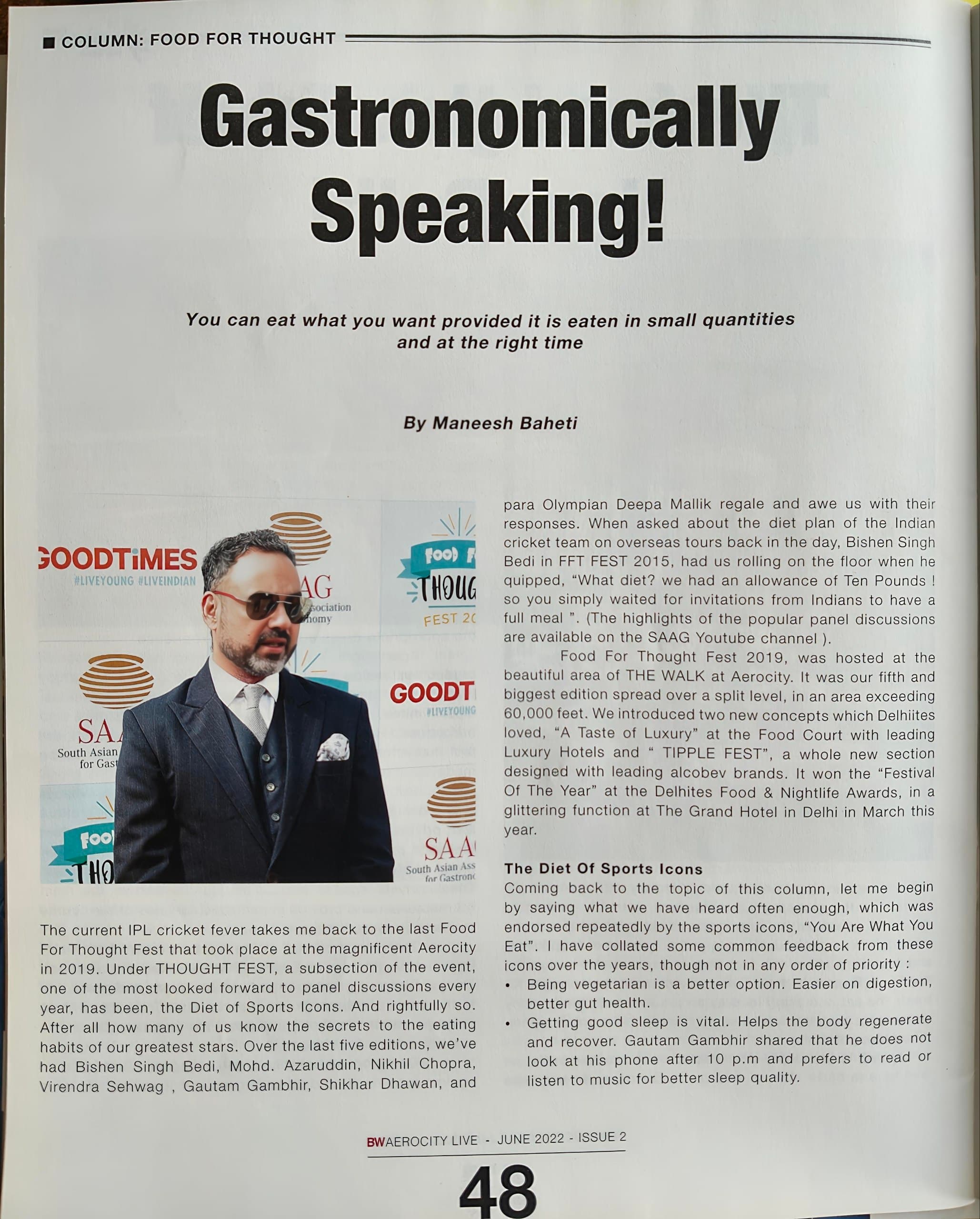 Gastronomically Speaking! - image 1 from BWAerocity Live June 2022, Haute Services culinary thought leadership