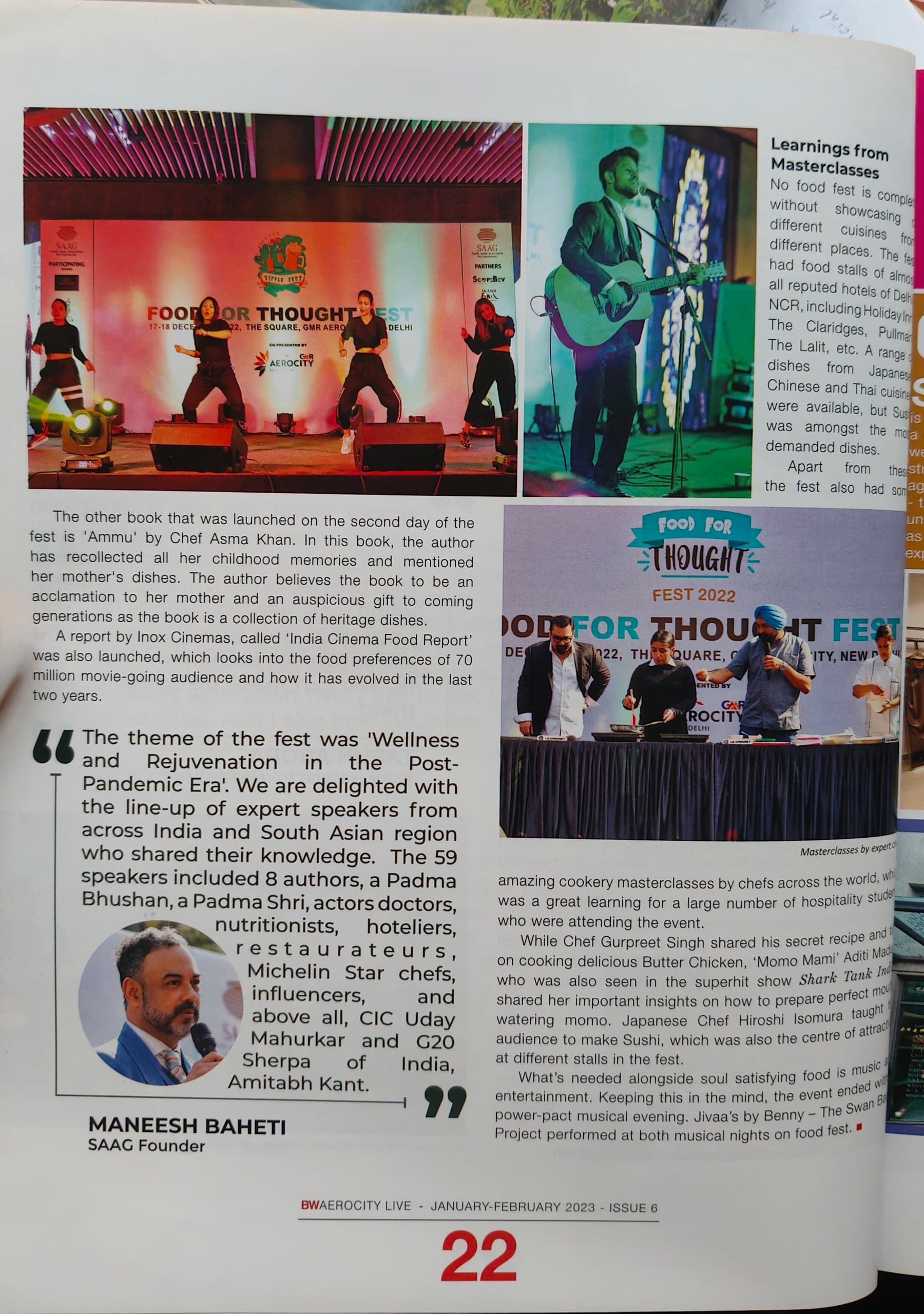 Food For Thought at Aerocity - BWAerocity Live January–February 2023, Haute Services published article