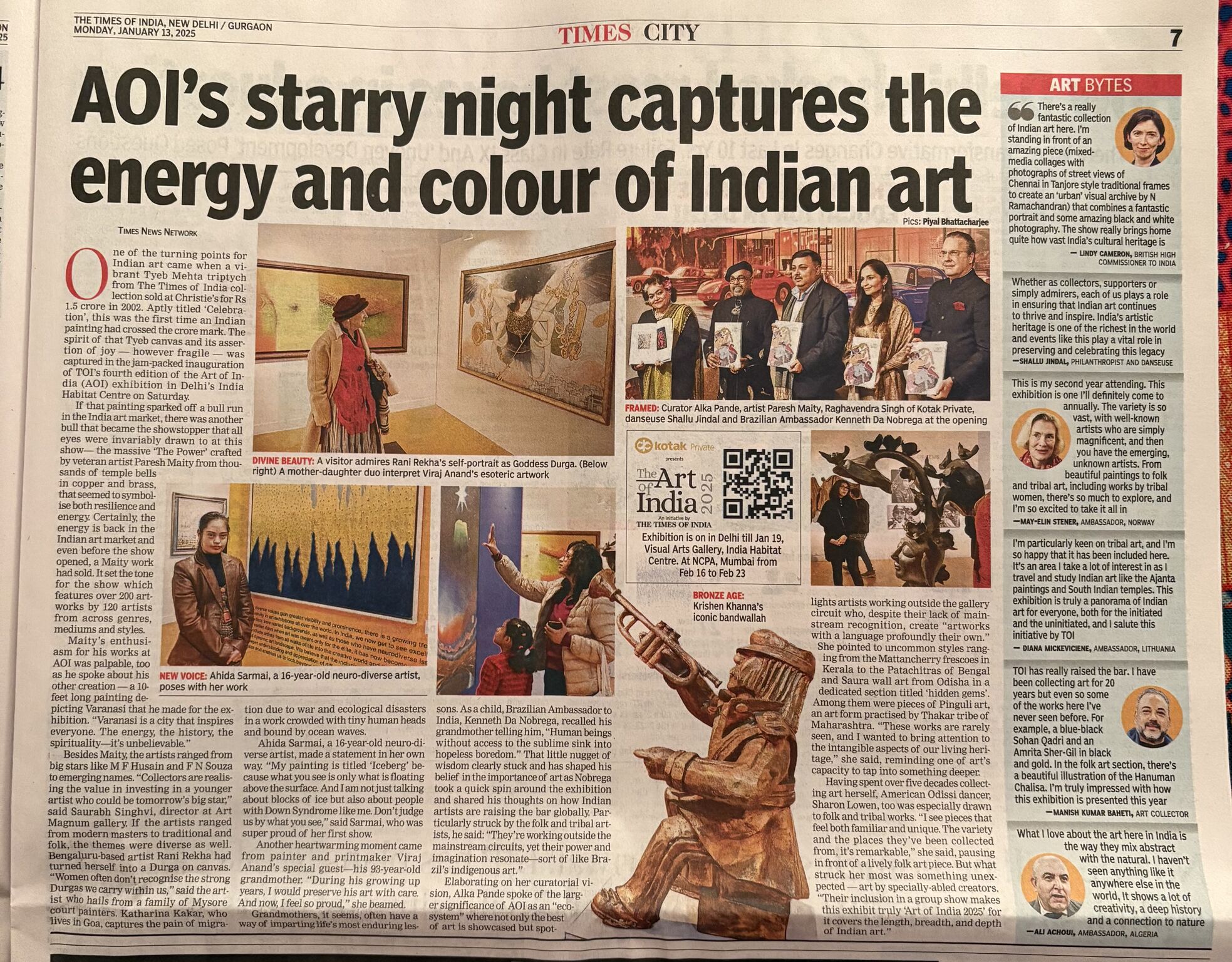 Art of India’s Starry Night Captures the Energy and Colour of Indian Art - Times of India January 13, 2025, Haute Services media and press coverage